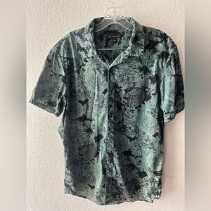 INC International Concepts Green and Black Floral Shirt